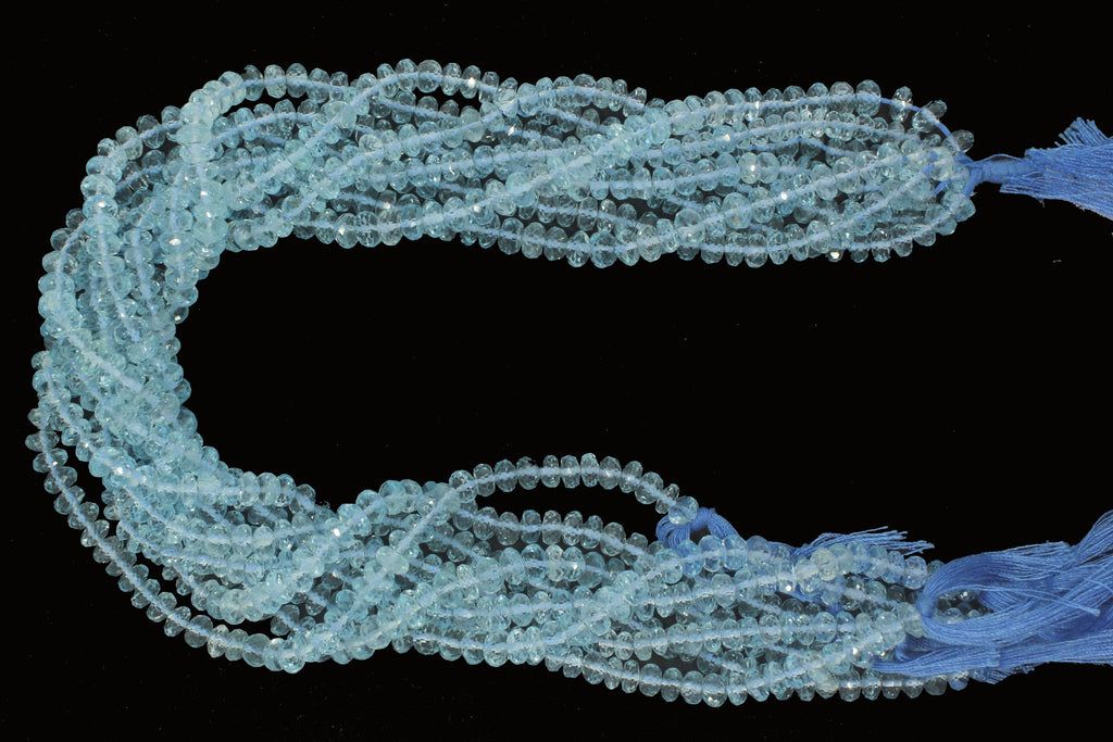 Sky Blue Topaz Faceted Rondelle Beads, Extra Fine, Blue Topaz Rondelle Beads, AA+ Quality, Natural - National Facets, Gemstone Manufacturer, Natural Gemstones, Gemstone Beads