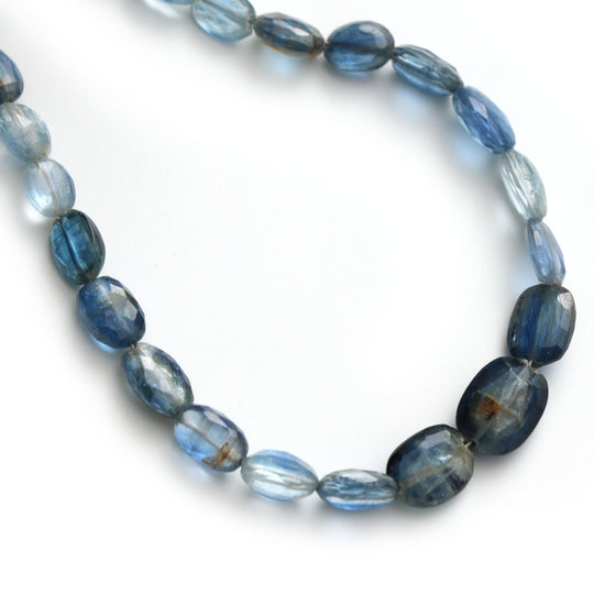 Unique Kyanite Faceted Oval Beads, 3.5x4.5 mm to 8x11 mm, Kyanite Jewelry Making Beads, 18 Inch Full Strand, Price Per Strand