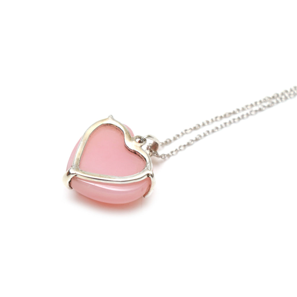 Pink Opal Smooth Heart Gemstone Prong Pendant | 925 Sterling Silver Plated | Gift For Mom | Price Per Pendant - National Facets, Gemstone Manufacturer, Natural Gemstones, Gemstone Beads