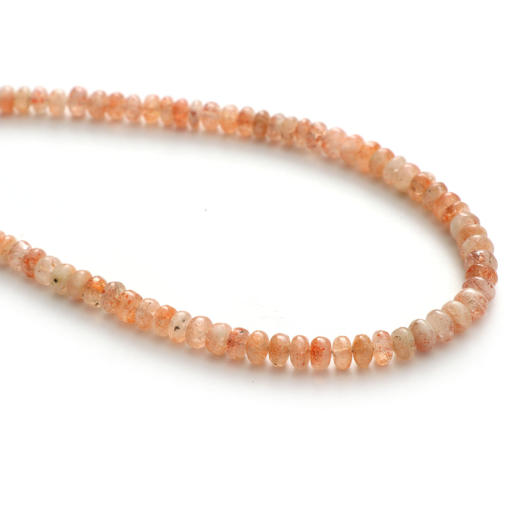 Sunstone Smooth Roundel Beads - 6.5 mm to 7 mm -Sunstone Roundel Beads - Gem Quality , 8 Inch / 16 Inch Full Strand, Price Per Strand - National Facets, Gemstone Manufacturer, Natural Gemstones, Gemstone Beads