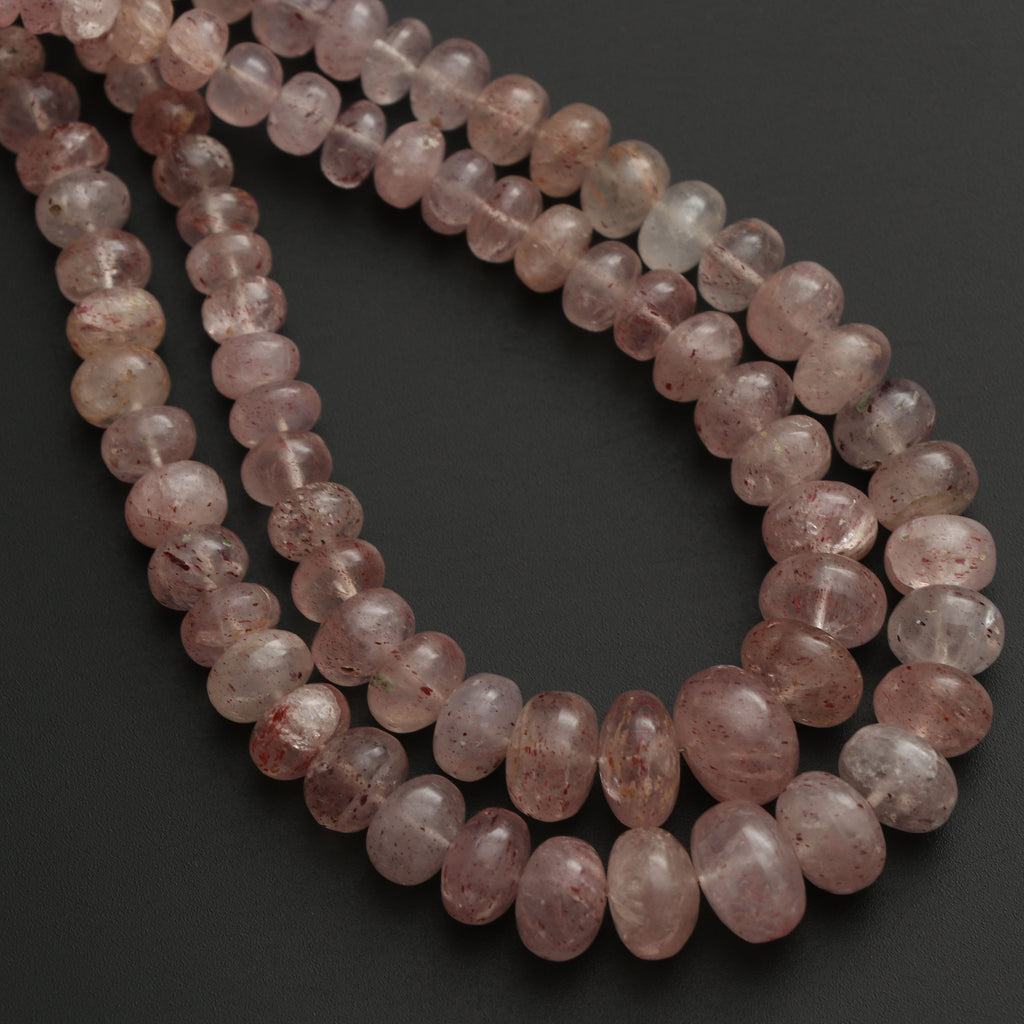 Strawberry Quartz Smooth Roundel Beads, 4.5 mm to 11.5 mm, Strawberry Beads, Quartz strand, 8 Inch / 16 Inch Full Strand, Price Per Strand - National Facets, Gemstone Manufacturer, Natural Gemstones, Gemstone Beads