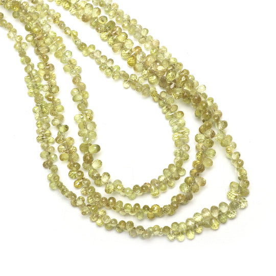 サファイア ファセット ドロップ ビーズ | 2x3.5 mm ～ 5.5x3.5 mm | サファイア ジュエリー メイキング ビーズ | 17 インチ ストランド、1 ストランドあたりの価格