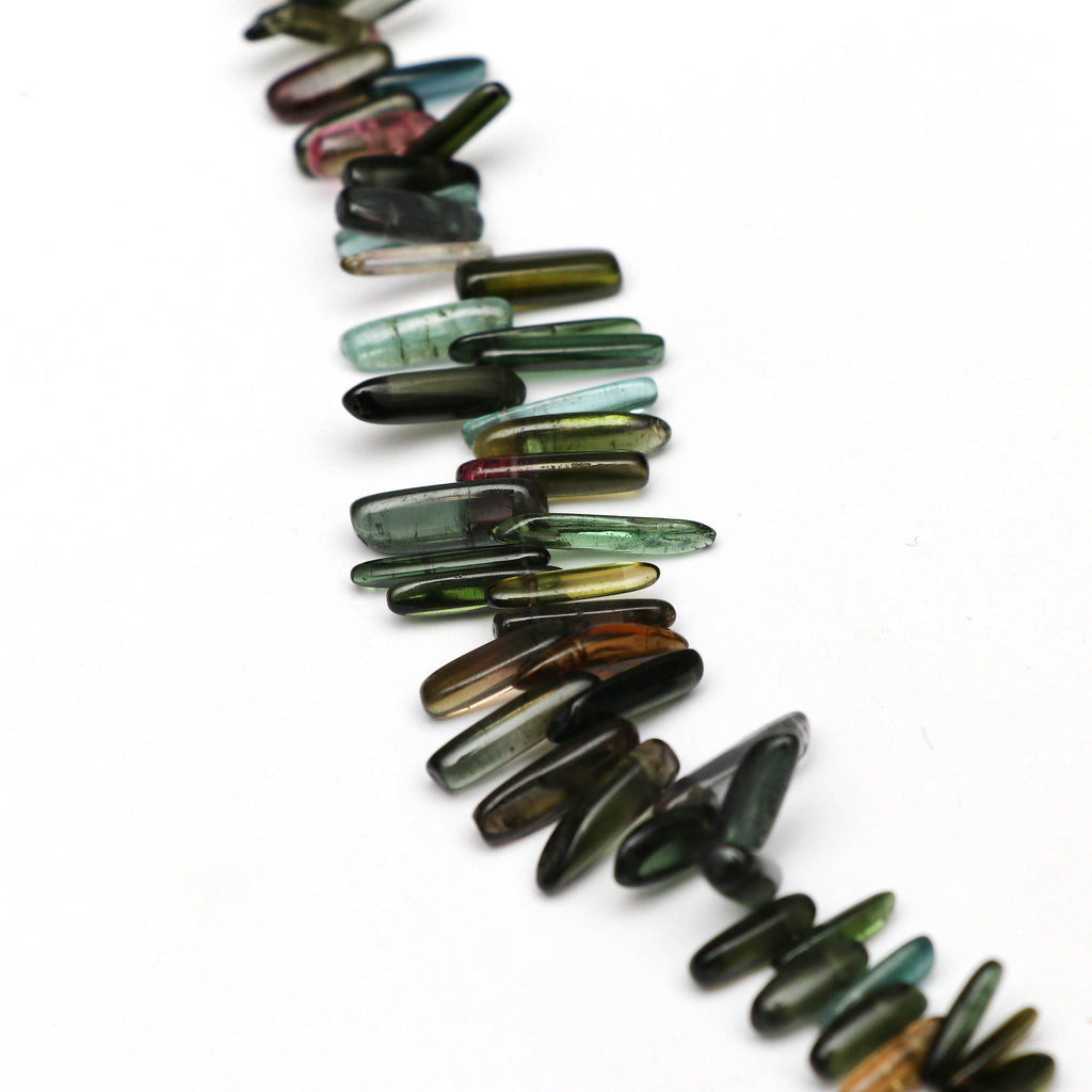 Multi Tourmaline Smooth Long Nuggets -3x7 mm to 3x15 mm - Multi Tourmaline Long Nuggets - Gem Quality , 5 Inch Full Strand, Price Per Strand - National Facets, Gemstone Manufacturer, Natural Gemstones, Gemstone Beads