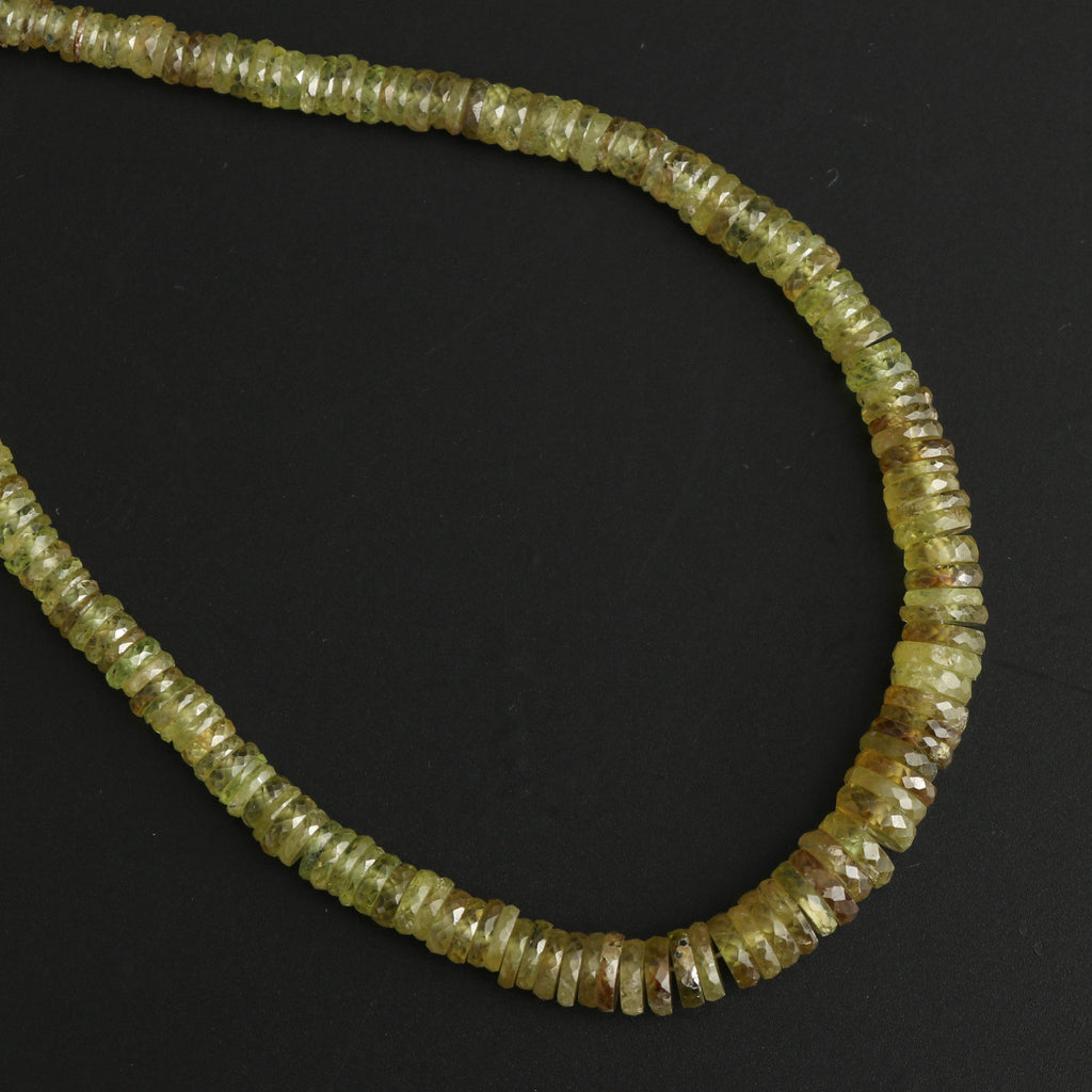 Natural Sphene Faceted Tyre Beads -3mm to 6 mm - Sphene Faceted Gemstone - Gem Quality, 8 Inch, Price Per Strand - National Facets, Gemstone Manufacturer, Natural Gemstones, Gemstone Beads