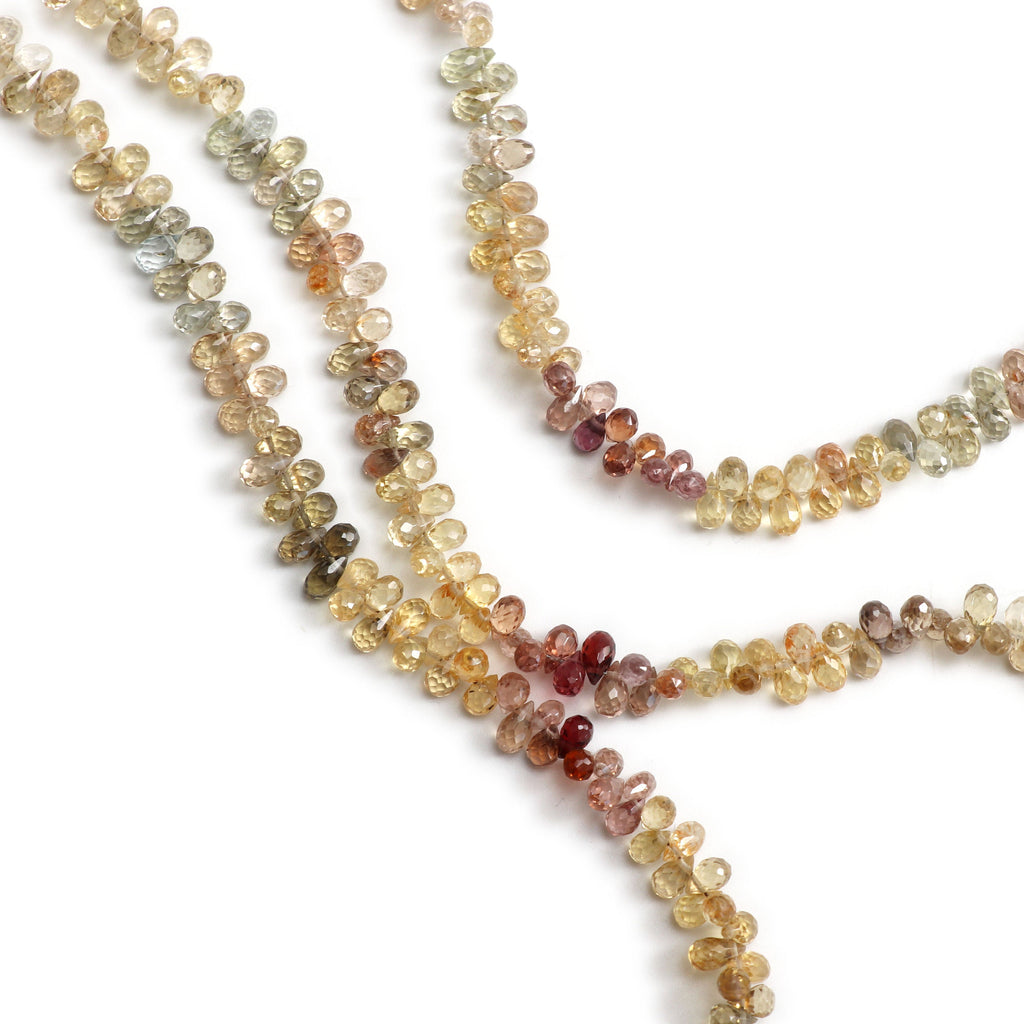 Natural Zircon Faceted Briolette Beads | Zircon Faceted drops | 5x3.5 mm to 6x3.5 mm | 8 Inch/ 16 Inch Full Strand | Price Per Strand - National Facets, Gemstone Manufacturer, Natural Gemstones, Gemstone Beads