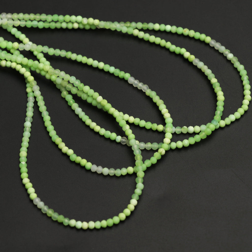 Green Opal Color Enhanced Faceted Rondelle Beads | 3 mm | Rare beads necklace | 18 Inch Full Strand | Price Per Strand - National Facets, Gemstone Manufacturer, Natural Gemstones, Gemstone Beads