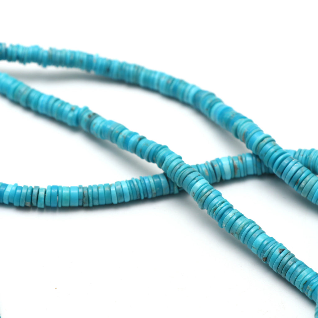 Turquoise Smooth Tyre Beads- 4.5 mm to 9 mm - Turquoise Coin - Gem Quality , 8 Inch/ 18 Inch Full Strand, Price Per Stand - National Facets, Gemstone Manufacturer, Natural Gemstones, Gemstone Beads