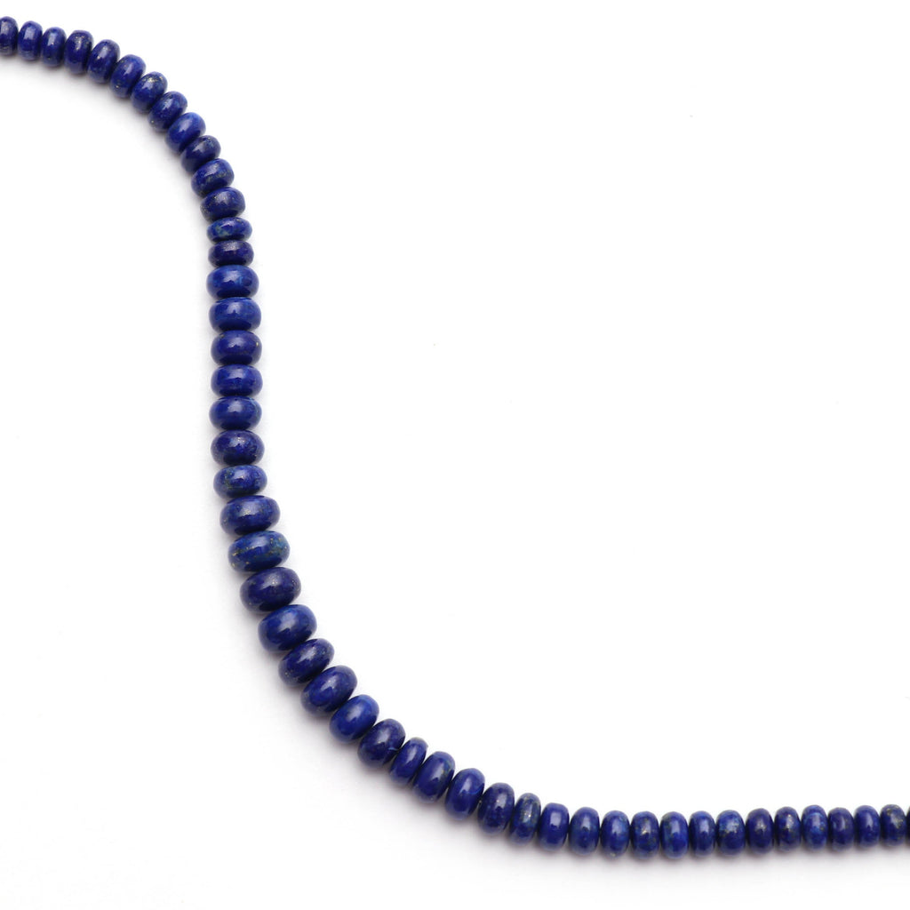 Natural Lapis Roundel Smooth Beads, 4mm To 7mm - Lapis Beads Gemstone - Gem Quality , 8 Inch Full Strand, Price Per Strand - National Facets, Gemstone Manufacturer, Natural Gemstones, Gemstone Beads