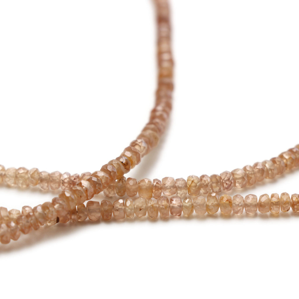 Natural Brown Zircon Faceted Roundelle Beads | Zircon beads 3.5 mm to 4 mm | 8 Inch/ 16 Inch/ 18 Inch Full Strand | Price Per Strand - National Facets, Gemstone Manufacturer, Natural Gemstones, Gemstone Beads