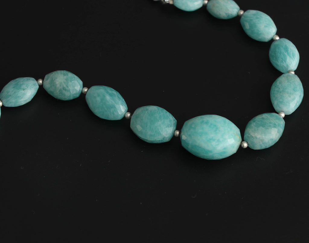 Amazonite Faceted Drum Shape - 6x10 mm to 12x20 mm - Amazonite Drum Shape - Gem Quality , 8 Inch/ 20 Cm Full Strand, Price Per Strand - National Facets, Gemstone Manufacturer, Natural Gemstones, Gemstone Beads