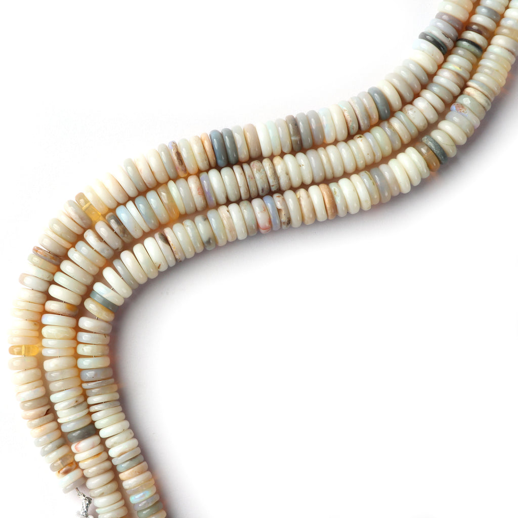 Natural Australian Opal Tyre Flat Smooth Beads, 6 MM to 9 MM , Australian Opal,8 Inch, Price Per Strand - National Facets, Gemstone Manufacturer, Natural Gemstones, Gemstone Beads