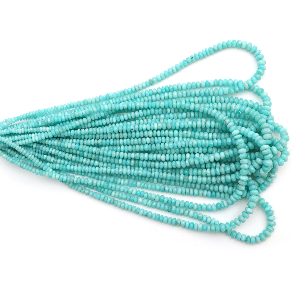 Amazonite Smooth Rondelle Beads | 3.5 mm to 7 mm | Amazonite Rondelle Beads | Gem Quality | 8 Inch, 18 Inch Full Strand | Price Per Strand - National Facets, Gemstone Manufacturer, Natural Gemstones, Gemstone Beads