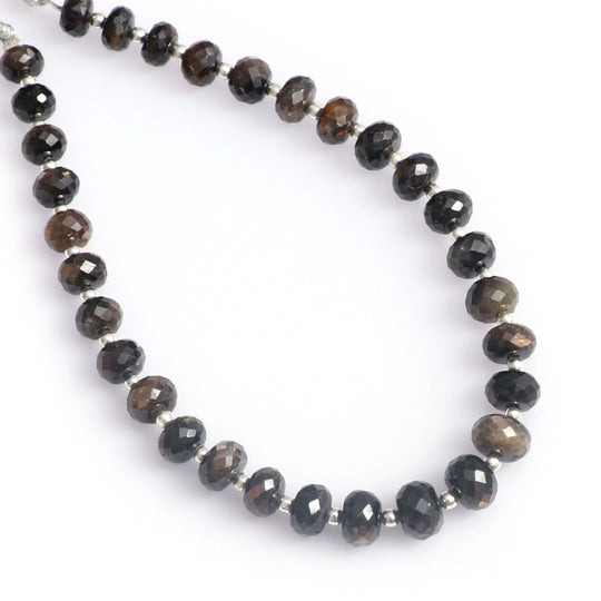 Natural Wonder Sapphire Faceted Beads, Rondelle Beads, Blue Sapphire, Faceted Beads- 6 mm To 7.5 mm- Wonder Sapphire Beads | 8 Inch