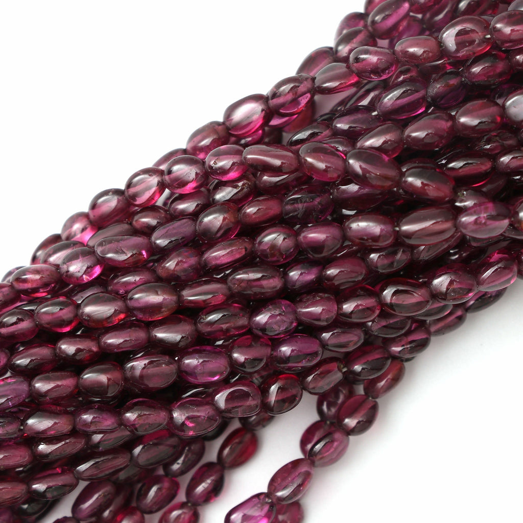 Garnet Smooth Oval Beads, 4x3 mm to 6x5 mm, Garnet Oval Beads - Gem Quality , 18 Inch/ 46 Cm Full Strand, Price Per Strand - National Facets, Gemstone Manufacturer, Natural Gemstones, Gemstone Beads