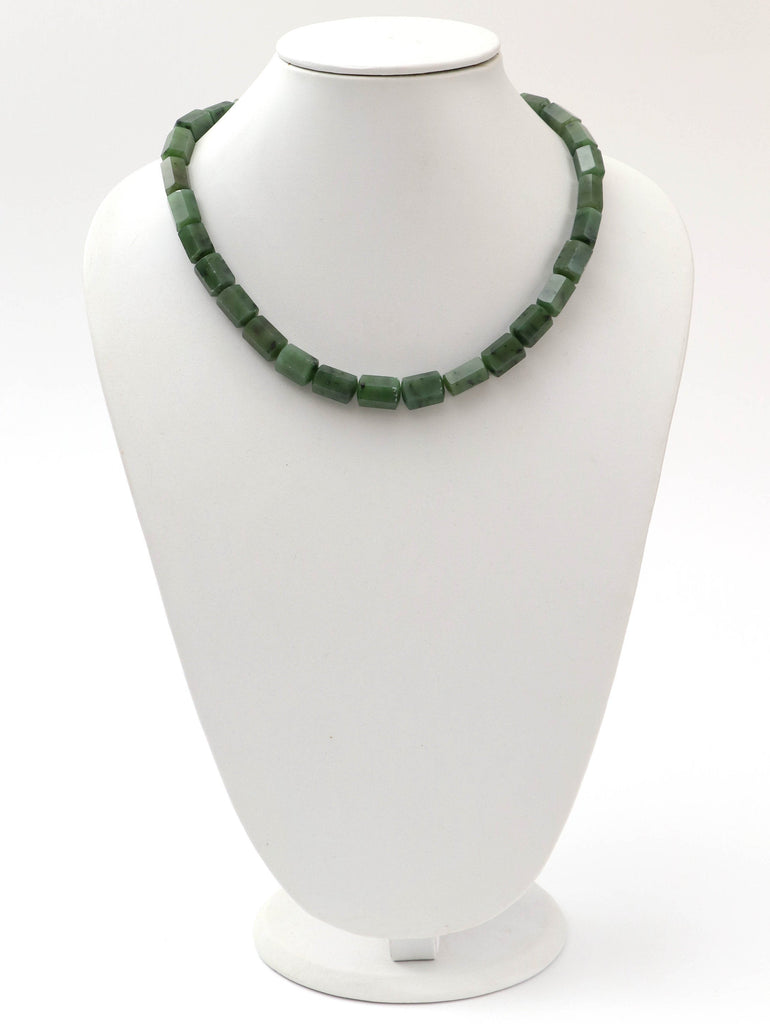 Emerald Faceted 10x13.5 mm to 10.5x15.5 mm Cylinder Beads, 18 Inch Necklace, 925 Sterling Silver S Clasp Hook, Price Per Necklace - National Facets, Gemstone Manufacturer, Natural Gemstones, Gemstone Beads