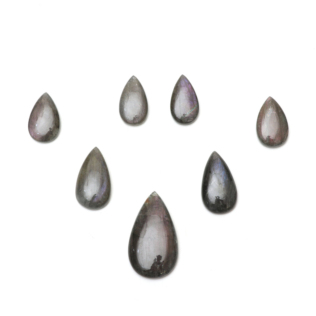 AAA Quality Natural Labradorite Smooth Pear Cabochon Gemstone | 15x27 mm to 25x45 mm | Gemstone Cabochon | Set of 7 Pieces - National Facets, Gemstone Manufacturer, Natural Gemstones, Gemstone Beads