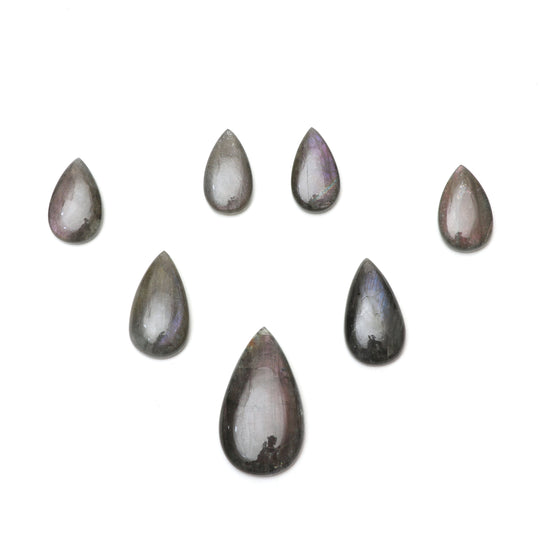 Natural Labradorite Smooth Pear Cabochon Gemstone | 15x27 mm to 25x45 mm | Gemstone Cabochon | Set of 7 Pieces