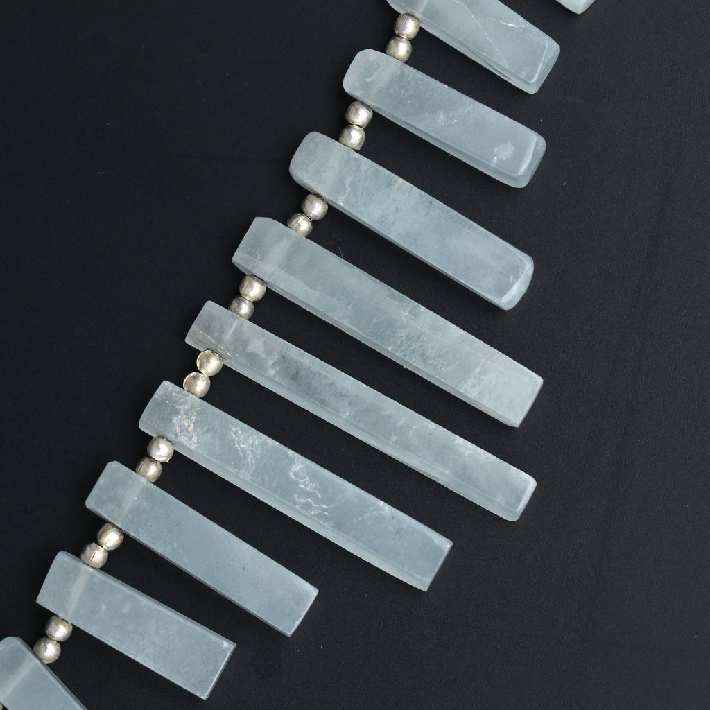 Natural Aquamarine Smooth Long Slice, 5x14 mm to 5x25 mm, Aquamarine Smooth, Aquamarine Long Slice, 5 Inch Full Strand, price per strand - National Facets, Gemstone Manufacturer, Natural Gemstones, Gemstone Beads