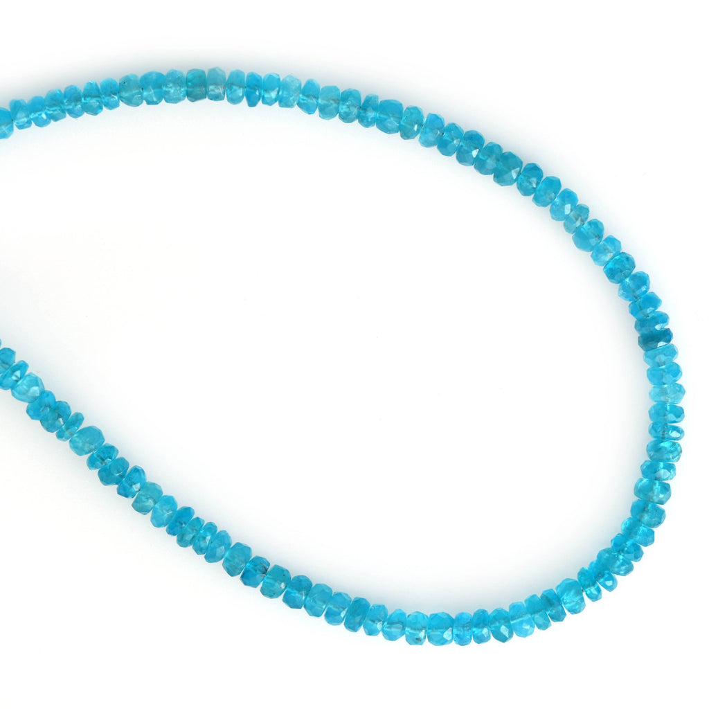 Neon Apatite Faceted Beads, Neon Apatite Micro Faceted Beads, Rondelle Beads-3 mm to 4 mm-Neon Apatite- Gem Quality, 8 Inch,Price Per Strand - National Facets, Gemstone Manufacturer, Natural Gemstones, Gemstone Beads