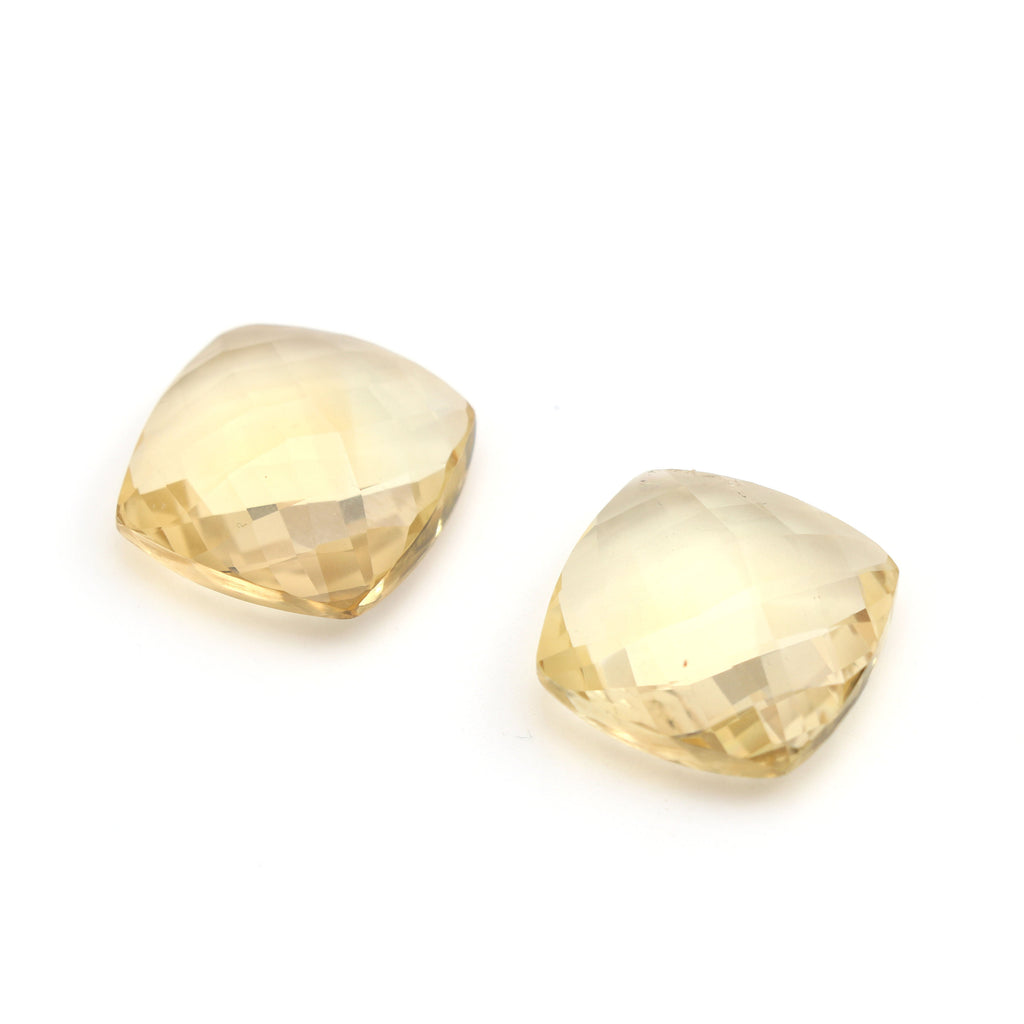 Natural Citrine Double Sided Rose Cut Cushion| Rose Cut Loose Gemstone | Cushion Citrine | 20x20 mm | Rose Cut Gemstone | Pair ( 2 Pieces ) - National Facets, Gemstone Manufacturer, Natural Gemstones, Gemstone Beads