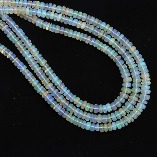 4.5-5.5mm Ethiopian Opal Smooth Rondelle Beads Strand 17 inches