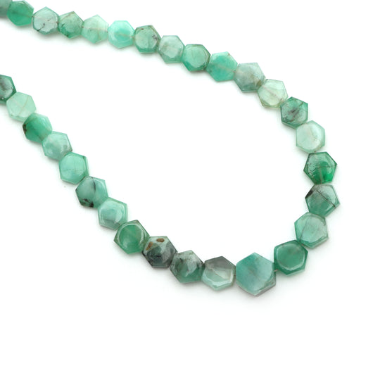 Emerald Smooth Hexagon Beads, 5x6 mm To 7x8 mm, Emerald Jewelry Making Beads, 8 Inches Full Strand, Price Per Strand