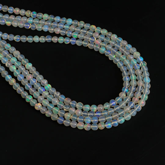 Ethiopian Opal Smooth Round Balls Beads, 4.5 mm, Opal Jewelry Making Beads, 18 Inches Full Strand, Price Per Strand