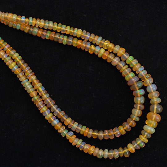 3.5-5mm Honey Ethiopian Opal Smooth Rondelle Shape Beads Strand 17.5"