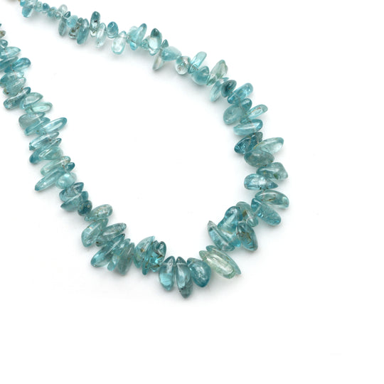 Blue Zircon Smooth Chips & Nugget Beads, 3x7.5 mm To 4x9.5 mm, Zircon Jewelry Making Beads, 8 Inches Full Strand, Price Per Strand