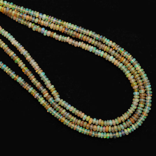 2-3mm Ethiopian Opal Smooth Rondelle Shape Beads Strand 17 inches