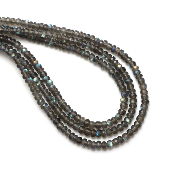 Labradorite Faceted Rondelle Beads, 4.5 mm To 5.5 mm, Labradorite Jewelry Making Beads, 18 Inches Full Strand, Price Per Strand