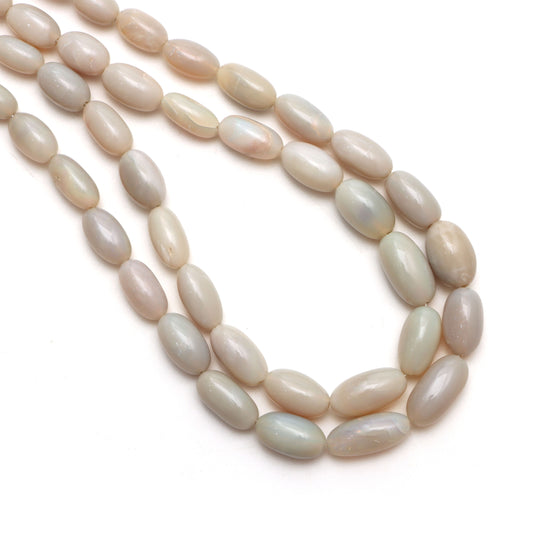 Australian Opal Smooth Tumble Beads, 5.5x10.5 mm To 9x15 mm, Opal Jewelry Making Beads, 17 Inches Full Strand, Price Per Strand