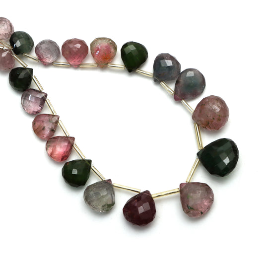 Multi Tourmaline Faceted Heart Beads, 7x7.5 mm To 17.5x18.5 mm, Tourmaline Jewelry Making Beads, 16 Inches Full Strand, Price Per Strand