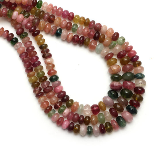 5.5 mm To 8.5 mm Multi Tourmaline Smooth Rondelle Beads Strand 18"