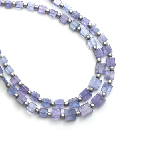 4 mm To 6.5 mm Tanzanite Smooth Long Square Shape Gemstone Beads