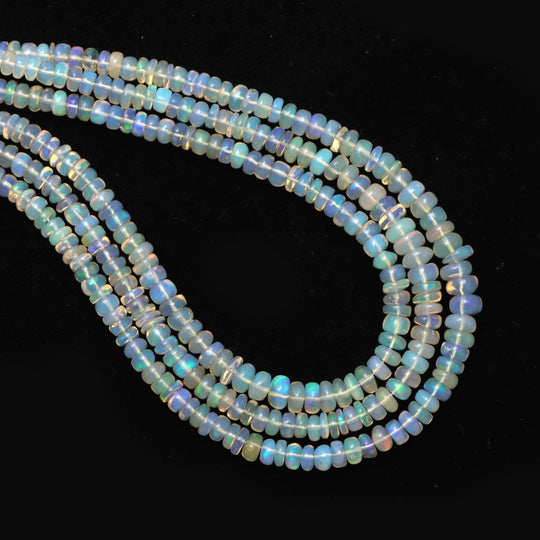 Ethiopian Opal Smooth Rondelle Beads, 4.5 mm To 6 mm, Opal Jewelry Making Beads, 18 Inches Full Strand, Price Per Strand