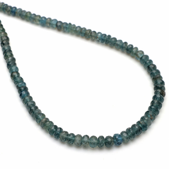 Moss Aquamarine Faceted Rondelle Beads, 5 mm To 7 mm, Aquamarine Jewelry Making Beads, 24 Inches Full Strand, Price Per Strand