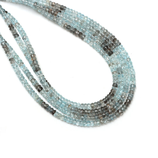 3 mm To 4 mm Moss Aquamarine Faceted Rondelle Beads