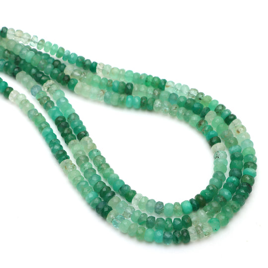 Colombian Emerald Faceted Rondelle Beads, 4.5 mm To 5 mm, Emerald Jewelry Making Gemstone, 18 Inches Full Strand, Price Per Strand