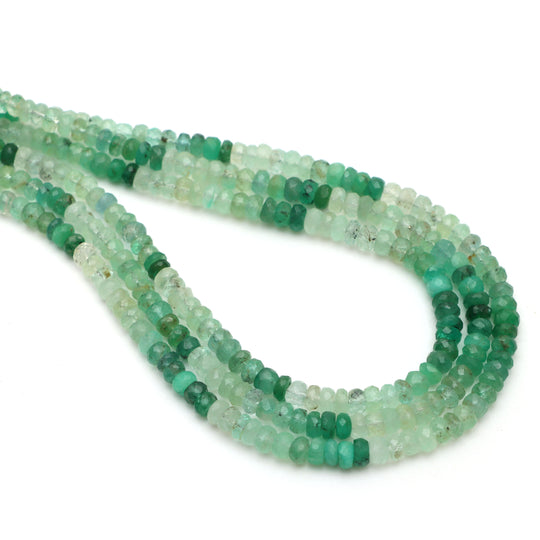 Emerald Faceted Rondelle Beads, 3.5 mm To 4.5 mm, Emerald Jewelry Making Beads, 18 Inches Full Strand, Price Per Strand