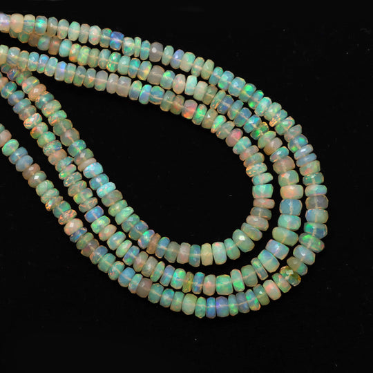 5 mm To 6 mm Natural Ethiopian Opal Faceted Rondelle Gemstone Beads For Jewelry Making