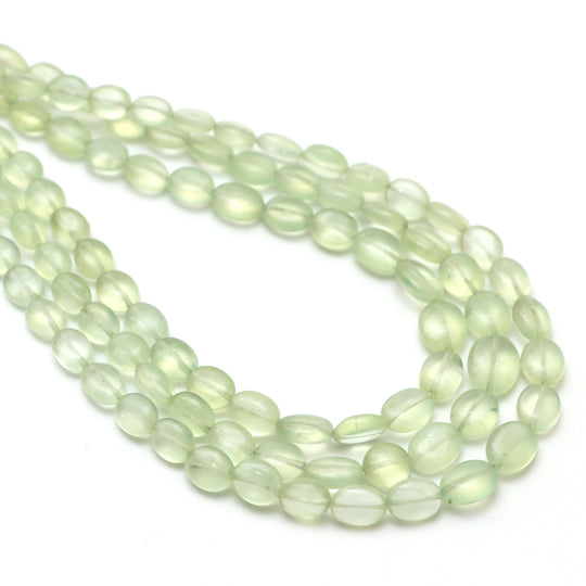 Prehnite Smooth Oval Beads, 4.5x6 mm To 7.5x9.5 mm, Prehnite Jewelry Making Beads, 18 Inches Full Strand, Price Per Strand