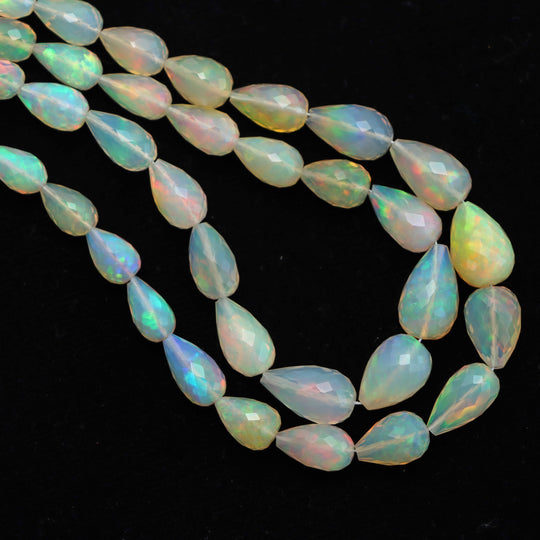 4x6 mm To 7x12 mm Ethiopian Opal Straight Drill Faceted Drop Gemstone Beads For Jewelry Making