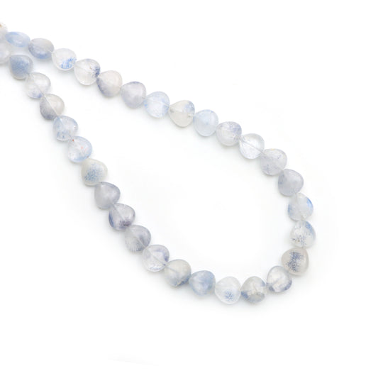 Natural Dumortierite Quartz Smooth Heart Beads, 7.5x8 mm To 9.5x9.5 mm, Quartz Jewelry Making Beads, 18 Inches Full Strand, Price Per Strand