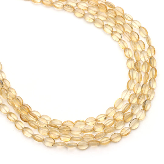Citrine Smooth Oval Beads, 4.5x5.5 mm To 4.5x6 mm, Citrine Jewelry Making Beads, 8.5 Inches Full Strand, Price Per Strand