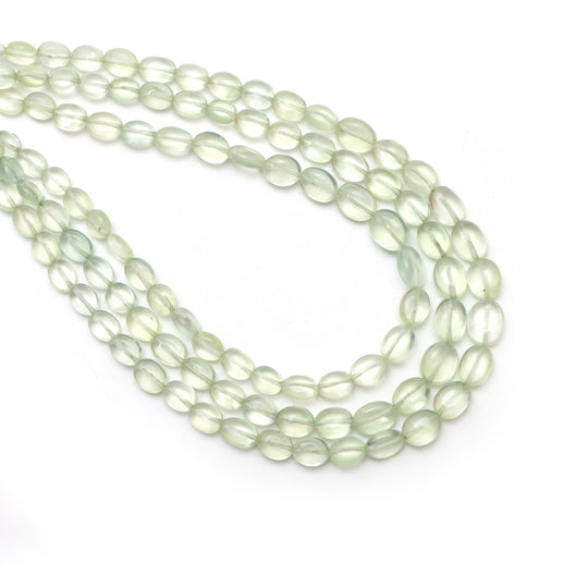 Prehnite Smooth Oval Beads, 3.5x4 mm To 6.5x8 mm, Prehnite Jewelry Making Beads, 18 Inches Full Strand, Price Per Strand