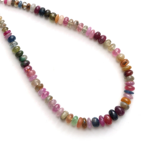 3.5 mm To 6.5mm Multi Sapphire Smooth Rondelle Beads Strand 8 Inches