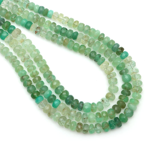 Colombian Emerald Faceted Rondelle Beads, 5 mm To 6.5 mm, Emerald Jewelry Making Beads, 18 Inches Full Strand,Price Per Strand
