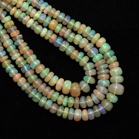 4.5-7mm Natural Ethiopian Opal Smooth Rondelle Gemstone Beads For Jewelry Making