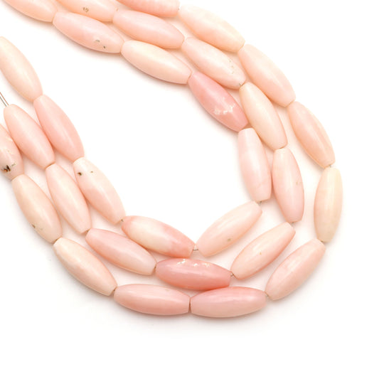 天然ピンクオパールスムースバレルビーズ、8x20 mm、ピンクオパールジュエリーメイキングビーズ、10月の誕生石、8インチフルストランド、1ストランドあたりの価格